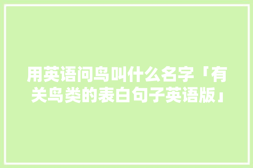 用英语问鸟叫什么名字「有关鸟类的表白句子英语版」 用英语问鸟叫什么名字「有关鸟类的表白句子英语版」 表白句子