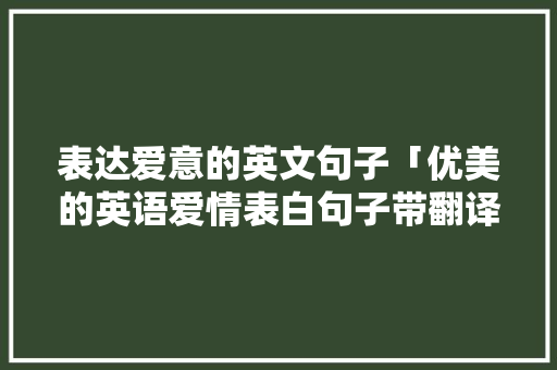 表达爱意的英文句子「优美的英语爱情表白句子带翻译」