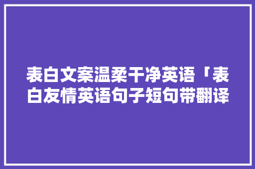 表白文案温柔干净英语「表白友情英语句子短句带翻译」 表白文案温柔干净英语「表白友情英语句子短句带翻译」 土味情话
