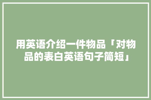 用英语介绍一件物品「对物品的表白英语句子简短」