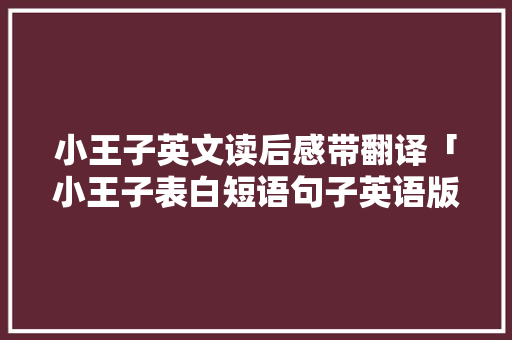 小王子英文读后感带翻译「小王子表白短语句子英语版」