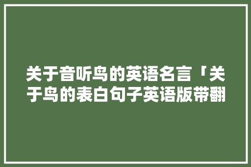 关于音听鸟的英语名言「关于鸟的表白句子英语版带翻译」 关于音听鸟的英语名言「关于鸟的表白句子英语版带翻译」 聊天话题