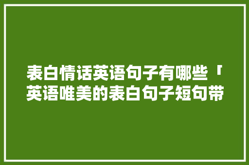 表白情话英语句子有哪些「英语唯美的表白句子短句带翻译」 表白情话英语句子有哪些「英语唯美的表白句子短句带翻译」 聊天话题