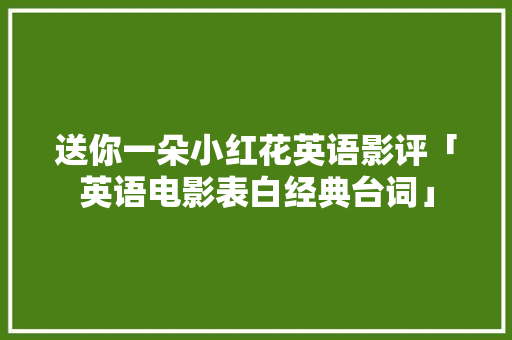 送你一朵小红花英语影评「英语电影表白经典台词」 送你一朵小红花英语影评「英语电影表白经典台词」 表白句子