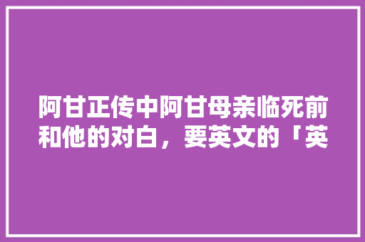 阿甘正传中阿甘母亲临死前和他的对白，要英文的「英语表白母亲的句子简短」