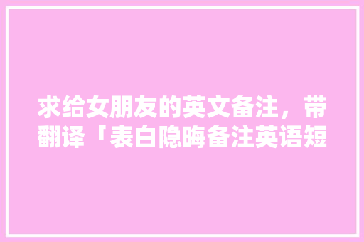 求给女朋友的英文备注，带翻译「表白隐晦备注英语短句子带翻译」 求给女朋友的英文备注，带翻译「表白隐晦备注英语短句子带翻译」 撩妹套路