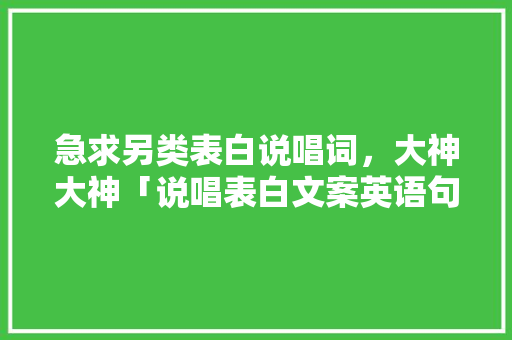 急求另类表白说唱词，大神大神「说唱表白文案英语句子摘抄」
