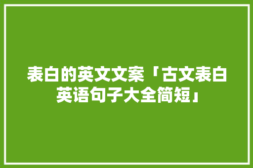表白的英文文案「古文表白英语句子大全简短」 表白句子