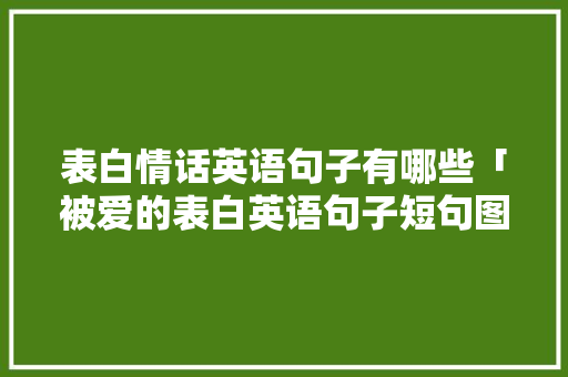 表白情话英语句子有哪些「被爱的表白英语句子短句图片」 表白情话英语句子有哪些「被爱的表白英语句子短句图片」 撩妹套路