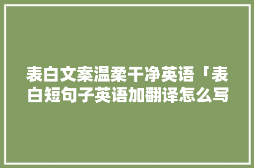 表白文案温柔干净英语「表白短句子英语加翻译怎么写」 表白文案温柔干净英语「表白短句子英语加翻译怎么写」 恋爱技巧