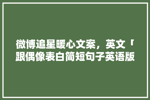 微博追星暖心文案，英文「跟偶像表白简短句子英语版」 微博追星暖心文案，英文「跟偶像表白简短句子英语版」 恋爱技巧