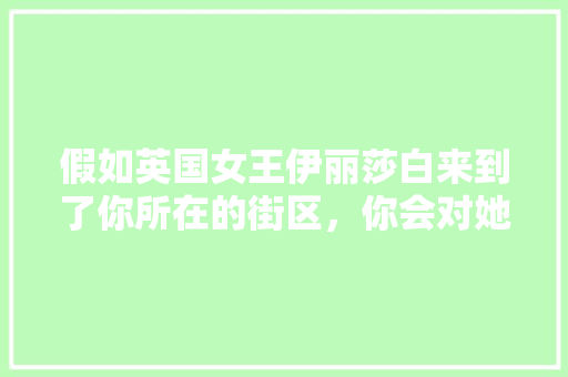 假如英国女王伊丽莎白来到了你所在的街区，你会对她说些什么呢「表白英国女皇的句子英语翻译」