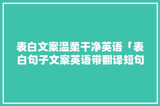 表白文案温柔干净英语「表白句子文案英语带翻译短句」 表白文案温柔干净英语「表白句子文案英语带翻译短句」 表白句子