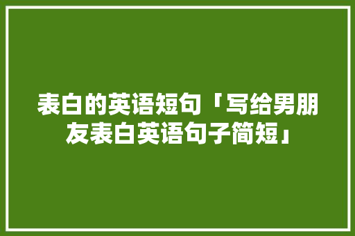 表白的英语短句「写给男朋友表白英语句子简短」 撩妹套路