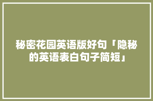 秘密花园英语版好句「隐秘的英语表白句子简短」