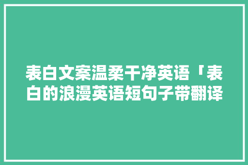 表白文案温柔干净英语「表白的浪漫英语短句子带翻译」 表白文案温柔干净英语「表白的浪漫英语短句子带翻译」 土味情话