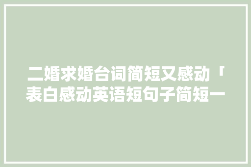 二婚求婚台词简短又感动「表白感动英语短句子简短一点」