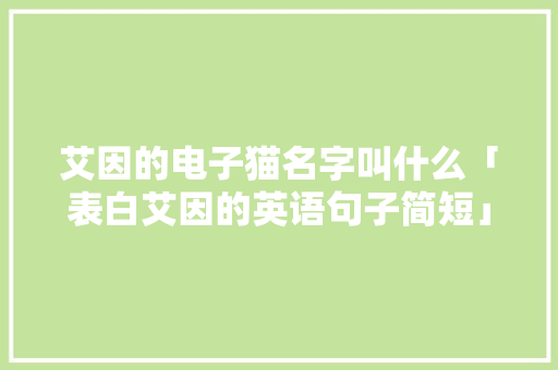 艾因的电子猫名字叫什么「表白艾因的英语句子简短」 艾因的电子猫名字叫什么「表白艾因的英语句子简短」 聊天话题