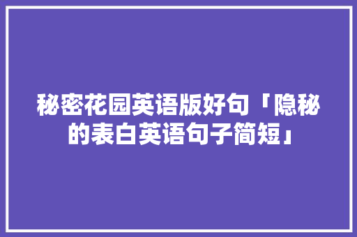 秘密花园英语版好句「隐秘的表白英语句子简短」