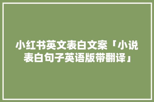 小红书英文表白文案「小说表白句子英语版带翻译」 小红书英文表白文案「小说表白句子英语版带翻译」 聊天话题